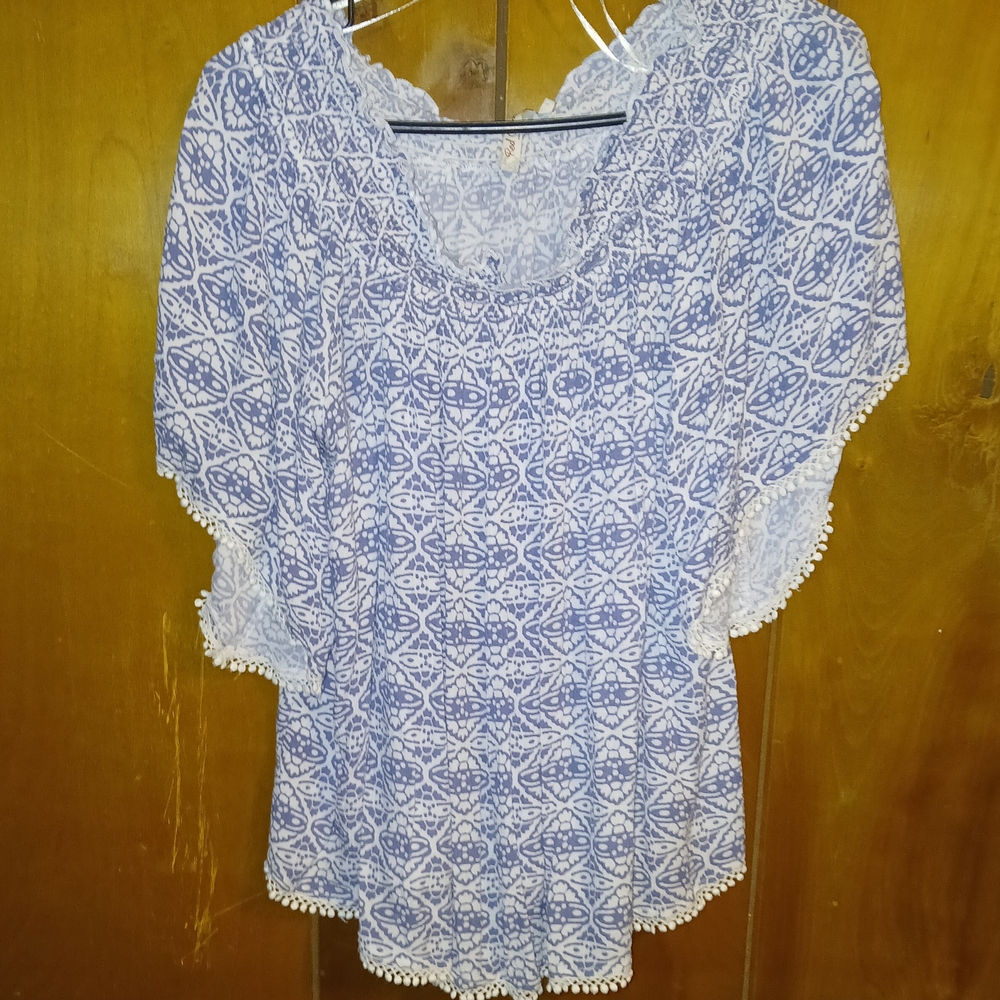 Blue Patterned Women's Top
